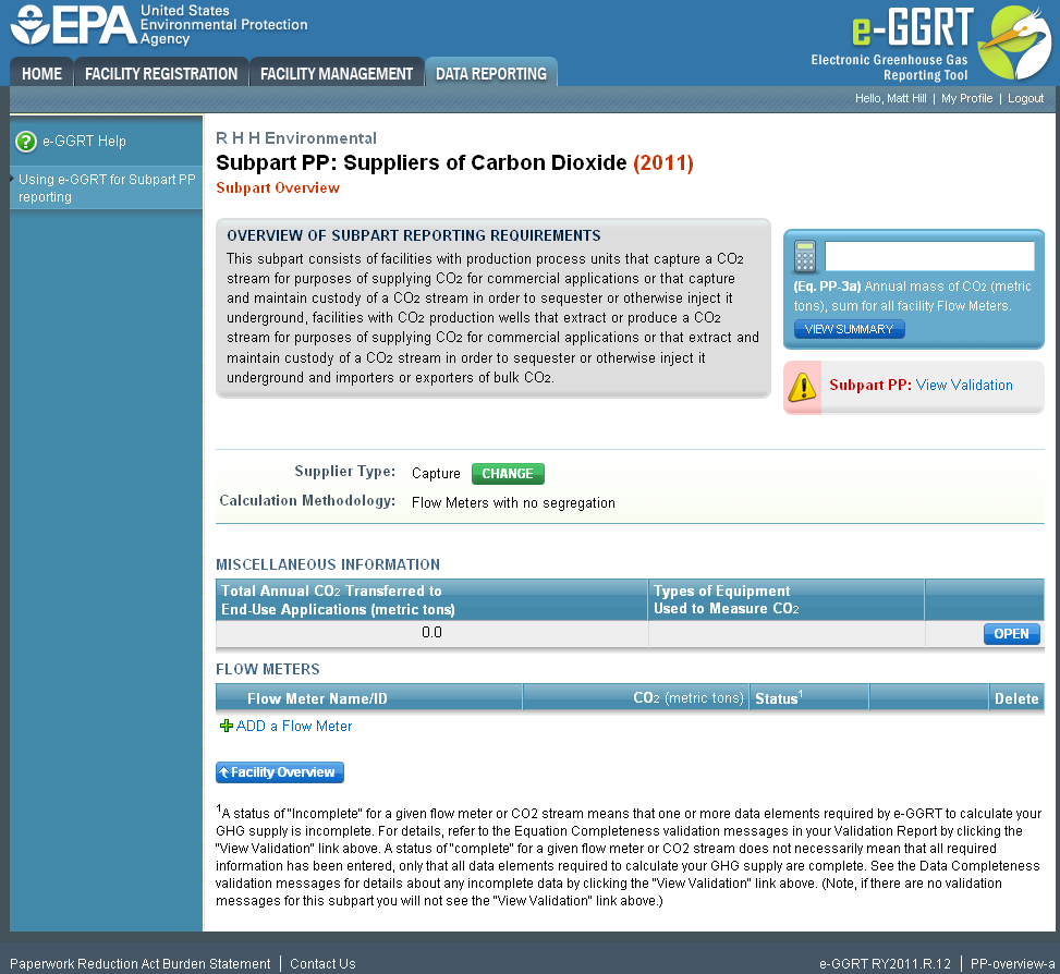 Image of Subpart PP: Suppliers of carbon dioxide, showing miscellaneous information and flow meters.